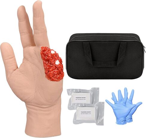 Wound Packing Hand Trainer, Trauma Hand Kit for Wound Care Demonstration Only, Wound Dressing Training Hand for Medical Education, Medium Skin in Kuwait