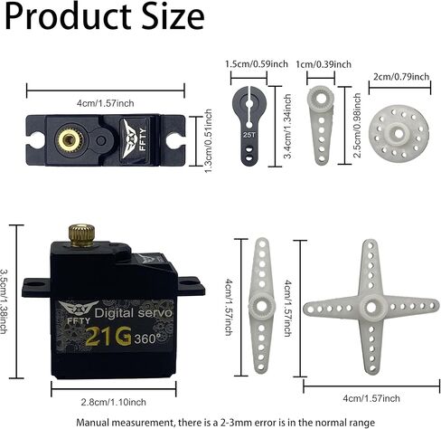 21G Micro Servo مع ذراع 25T، مؤازرة رقمية بزاوية دوران تروس معدنية كاملة 180°270°360° لسيارة زاحفة 1/14 1/16 1/18 RC، شاحنة، أجزاء ترقية الروبوت (180 درجة) in Kuwait