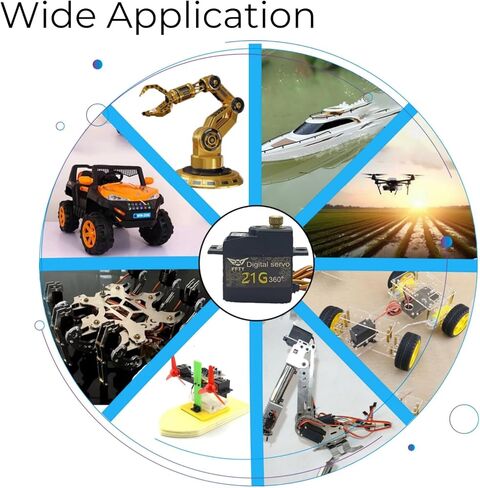 21G Micro Servo مع ذراع 25T، مؤازرة رقمية بزاوية دوران تروس معدنية كاملة 180°270°360° لسيارة زاحفة 1/14 1/16 1/18 RC، شاحنة، أجزاء ترقية الروبوت (180 درجة) in Kuwait