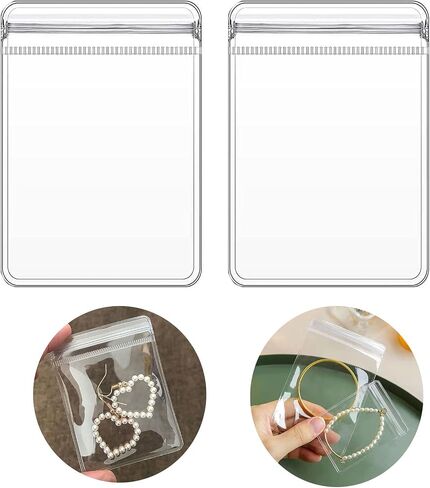 YYaaloa 100pcs Thick Clear Jewelry Bags Zipper Bags 3.5 X 5 Inch PVC Self Seal Mini Baggies Transparent Jewelry Rings Earrings Packing Storage Pouch Jewelry Zip Bags (clear-100pcs 3.5 X 5 Inch) in Saudi Arabia