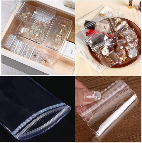 YYaaloa 100pcs Thick Clear Jewelry Bags Zipper Bags 3.5 X 5 Inch PVC Self Seal Mini Baggies Transparent Jewelry Rings Earrings Packing Storage Pouch Jewelry Zip Bags (clear-100pcs 3.5 X 5 Inch) in Saudi Arabia