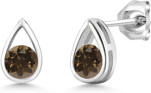 Gem Stone King 925 Sterling Silver Blue Sapphire Teardrop Stud Earrings For Women (1.20 Cttw, Gemstone September Birthstone, Round 5MM) in Saudi Arabia
