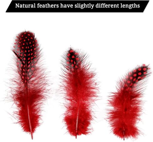 THARAHT Spotted Feathers 120pcs 2-3inch Small Natural Bulk Guinea Pheasant Feather for Crafts Hats Dream Catcher Decoration Feathers,Red in Saudi Arabia