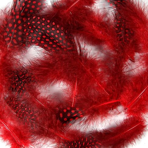 THARAHT Spotted Feathers 120pcs 2-3inch Small Natural Bulk Guinea Pheasant Feather for Crafts Hats Dream Catcher Decoration Feathers,Red in Saudi Arabia