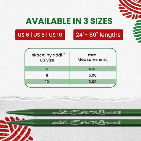 skacel by addi Christmas Circular Knitting Needles, 32 Inch (80 cm) Holiday Rocket Round Aluminum Knitting Needle Pair with Nylon Cord, Red/Green, 4 mm (US Size 6) in Saudi Arabia