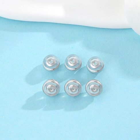 Rubber Earring Backs Replacement, JIACHARMED 18K Gold Silicone Earring Backings for Studs Droopy Ears Heavy Earrings 4pcs Metal Cycle Locking Secure Earring Support Lifters Backers in White Gold in Saudi Arabia