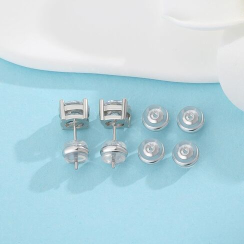Rubber Earring Backs Replacement, JIACHARMED 18K Gold Silicone Earring Backings for Studs Droopy Ears Heavy Earrings 4pcs Metal Cycle Locking Secure Earring Support Lifters Backers in White Gold in Saudi Arabia