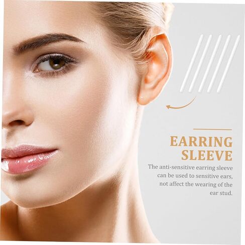SEWACC Earring Sleeve Protector 50pcs Stud Sleeve Earrings for Ears Silicone Ear Hole Retainer Earring Sleeves Invisible Anti- Sensitive Piercing Protectors in Saudi Arabia