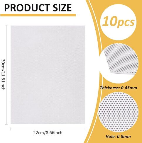 BENECREAT 10Pcs Fursuit Eye Mesh, 11.8x8.6 Inch White PVC Dust Mesh, 0.8mm Costume Eye Net Plastic Mesh Sheet for Furries Cosplay, Sculptures, Props, Fursuits, Craft Making, 0.45mm Thick in Saudi Arabia