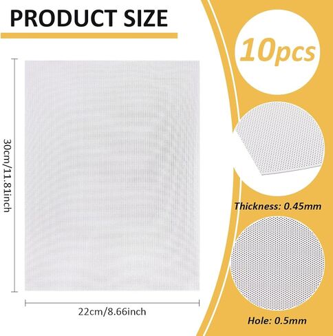 BENECREAT 10Pcs Fursuit Eye Mesh, 11.8x8.6 Inch White PVC Dust Mesh, 0.8mm Costume Eye Net Plastic Mesh Sheet for Furries Cosplay, Sculptures, Props, Fursuits, Craft Making, 0.45mm Thick in Saudi Arabia