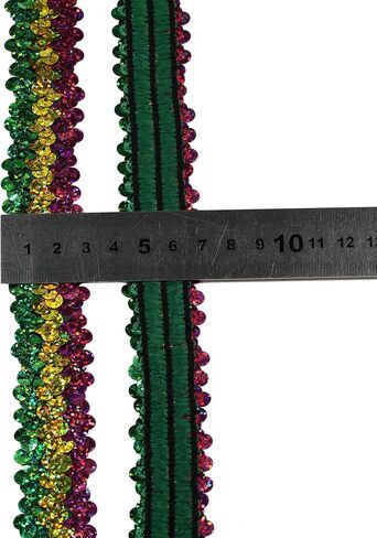 طول 10 ياردة واسعة 1.2 بوصة Gimp Braid Trim Fabric حزام من الدانتيل المزخرف لجميع أنواع الملابس المخيطة، أخضر، ذهبي، أرجواني يتخللها in Saudi Arabia