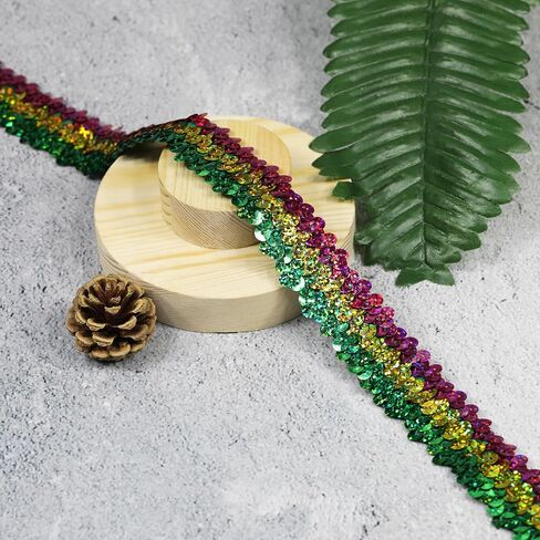 طول 10 ياردة واسعة 1.2 بوصة Gimp Braid Trim Fabric حزام من الدانتيل المزخرف لجميع أنواع الملابس المخيطة، أخضر، ذهبي، أرجواني يتخللها in Saudi Arabia