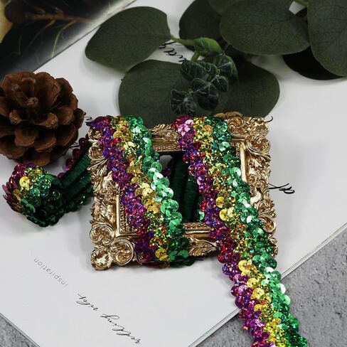 طول 10 ياردة واسعة 1.2 بوصة Gimp Braid Trim Fabric حزام من الدانتيل المزخرف لجميع أنواع الملابس المخيطة، أخضر، ذهبي، أرجواني يتخللها in Saudi Arabia