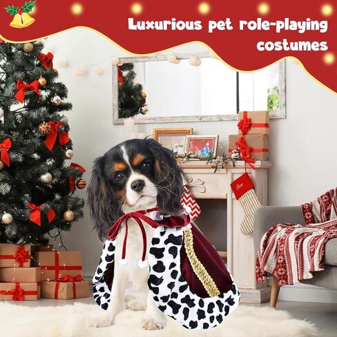 Dog Costumes for Small Medium Dogs Fur Velvet Cat Cape Pet Cloak Halloween Christmas Prince Princess Cosplay Clothes (Red, Small Medium) in Kuwait