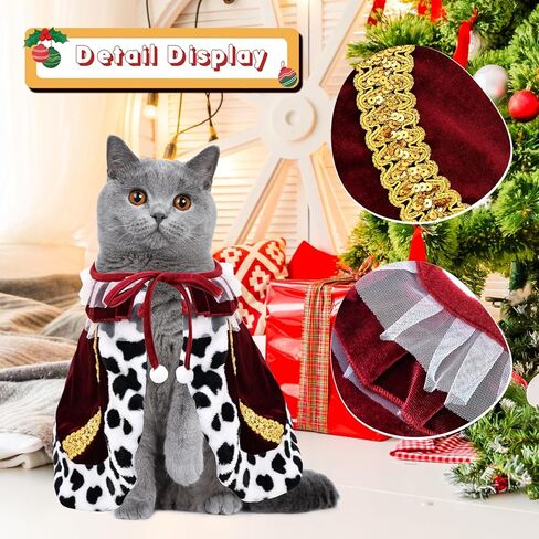 Dog Costumes for Small Medium Dogs Fur Velvet Cat Cape Pet Cloak Halloween Christmas Prince Princess Cosplay Clothes (Red, Small Medium) in Kuwait
