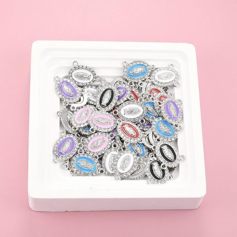 60pcs Mix Color 3-Hole Virgin Mary Link Miraculous Medal Enamel Alloy Rhinestones Our Lady Crucifix Connection for Jewelry Making (Silver) in Saudi Arabia