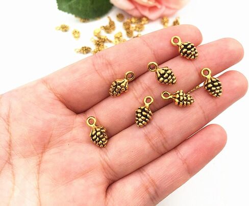 ALIMITOPIA 50pcs Christmas Pine Cone Alloy Small Pendant Nature Nuts Charm for DIY jewelry making Accessories in Saudi Arabia