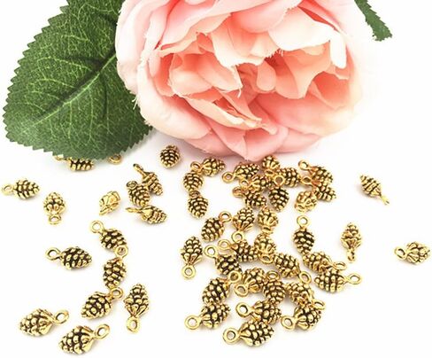 ALIMITOPIA 50pcs Christmas Pine Cone Alloy Small Pendant Nature Nuts Charm for DIY jewelry making Accessories in Saudi Arabia