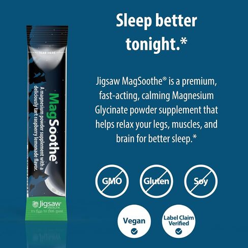 حزم المكملات الغذائية من مسحوق المغنيسيوم المهدئ من Jigsaw Health MagSoothe، 60 حصة in Kuwait