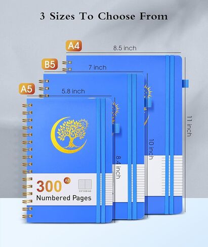 دفتر يوميات حلزوني مقاس 5.8 بوصة × 8.4 بوصة، 300 صفحة مسطرة جامعية مرقمة، ورق مبطن 100 جرام في المتر المربع، غلاف بلاستيكي، مجلة حلزونية كبيرة للنساء والرجال، دفاتر A4 للعمل المدرسي وكتابة الأعمال in Kuwait
