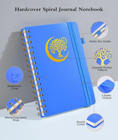 دفتر يوميات حلزوني مقاس 5.8 بوصة × 8.4 بوصة، 300 صفحة مسطرة جامعية مرقمة، ورق مبطن 100 جرام في المتر المربع، غلاف بلاستيكي، مجلة حلزونية كبيرة للنساء والرجال، دفاتر A4 للعمل المدرسي وكتابة الأعمال in Kuwait