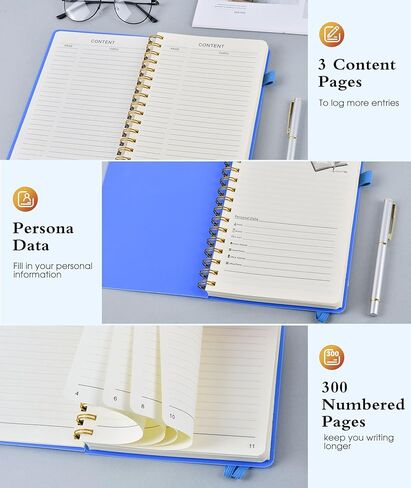دفتر يوميات حلزوني مقاس 5.8 بوصة × 8.4 بوصة، 300 صفحة مسطرة جامعية مرقمة، ورق مبطن 100 جرام في المتر المربع، غلاف بلاستيكي، مجلة حلزونية كبيرة للنساء والرجال، دفاتر A4 للعمل المدرسي وكتابة الأعمال in Kuwait