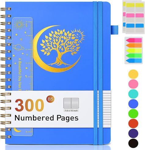 دفتر يوميات حلزوني مقاس 5.8 بوصة × 8.4 بوصة، 300 صفحة مسطرة جامعية مرقمة، ورق مبطن 100 جرام في المتر المربع، غلاف بلاستيكي، مجلة حلزونية كبيرة للنساء والرجال، دفاتر A4 للعمل المدرسي وكتابة الأعمال in Kuwait