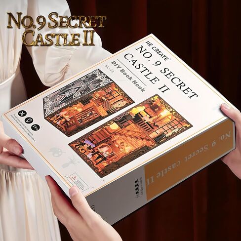 مجموعة زوايا الكتب المصغرة DIY مع أضواء LED - 3D خشبية لغز بيت الدمية كتاب زاوية رف الكتب، مجموعة مثالية لديكور المنزل للبالغين والمراهقين، دفاتر إبداعية لزوايا القراءة in Saudi Arabia
