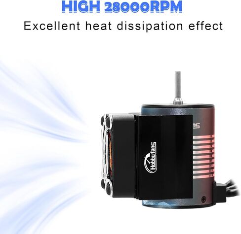 Hobby Fans مقاوم للماء S3650 3900KV محرك بدون فرشاة 3.175 مم عمود مع 60 أمبير بدون فرش ESC مجموعة وحدة تحكم السرعة الكهربائية ومبدد حرارة لشاحنة سيارة RC 1/10، أحمر in Saudi Arabia