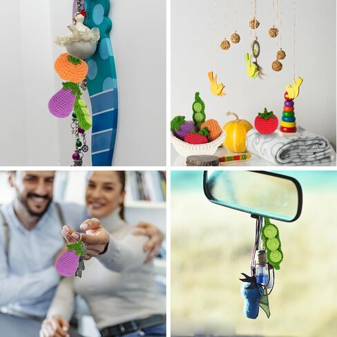Finnacy Crochet Vegetables Kit, Crochet Kit for Beginners, Crochet Starter Kit with Step by Step Video, Yarns, Hook and Accessories (Dustpan and 4 pcs Vegetables of Eggplant, Pumpkin,Tomato, Pease) in Saudi Arabia