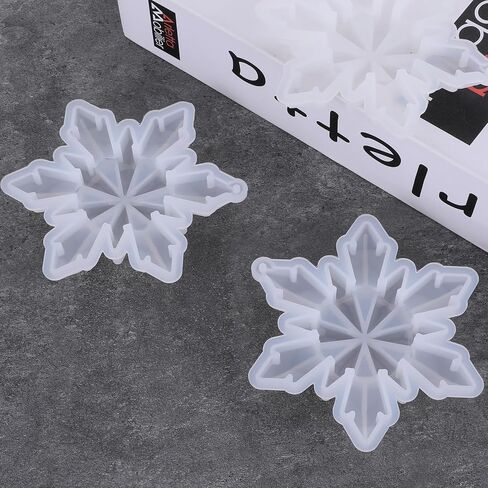 cobee عيد الميلاد ندفة الثلج الراتنج قوالب السيليكون، 4 قطع 3D ندفة الثلج قوالب الصب عيد الميلاد زخرفة الراتنج قوالب DIY الراتنج الحرف لشجرة عيد الميلاد المنزل شنقا حلية الديكور المعلقات in Kuwait