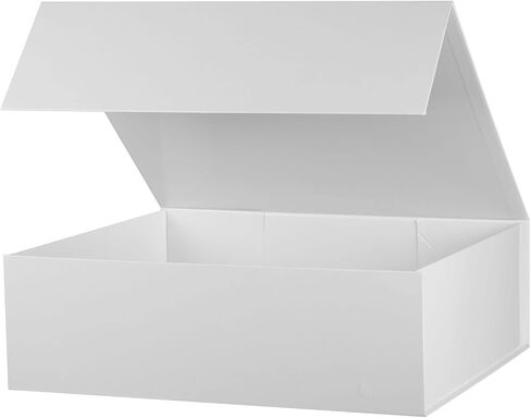 صندوق هدايا أبيض كبير جدًا مقاس 19 × 16 × 6 بوصة، صندوق هدايا ضخم، صندوق هدايا كبير مع غطاء مغناطيسي للإغلاق، صندوق اقتراح العريس، علب هدايا مستطيلة قابلة للطي لفستان الزفاف in Saudi Arabia