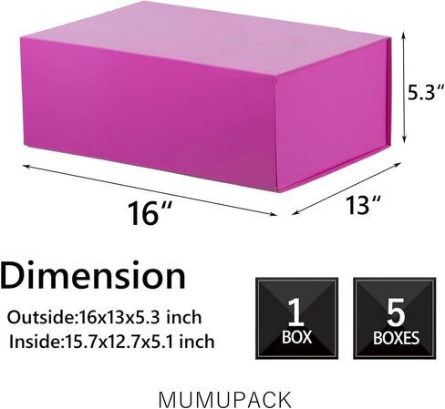 صندوق هدايا أبيض كبير جدًا مقاس 19 × 16 × 6 بوصة، صندوق هدايا ضخم، صندوق هدايا كبير مع غطاء مغناطيسي للإغلاق، صندوق اقتراح العريس، علب هدايا مستطيلة قابلة للطي لفستان الزفاف in Saudi Arabia