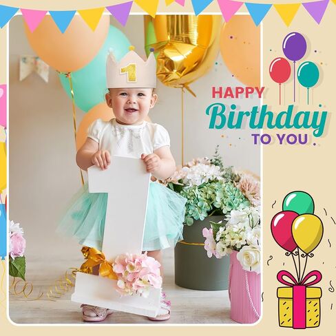 Muslin Birthday Crowns with Glitter Numbers Reversible Birthday Hat for Kids Birthday in Saudi Arabia