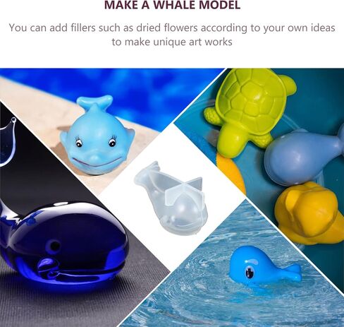 EXCEART 3D Whale Epoxy Mold Sea Animal Silicone Mold Marine Life Resin Mold DIY Craft Making Casting Mould Jewelry Making Mold Size 2 in Saudi Arabia