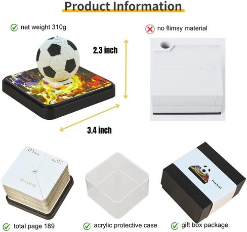 2025 Time Piece Calendar, 3d Art Memo Pad Creative Desk Calendar, Room Decoration Christmas New Year Gift (Soccer 2025 Calendar) in Saudi Arabia