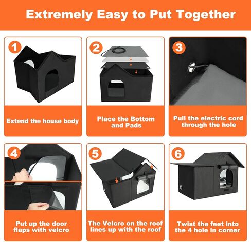 Elevated Large Heated Cat House for Outdoor Cats in Winter, Weatherproof Feral Cat Shelter with 2 Pads, Collaspable Insulated Cat Kennel Outside Stray Cat Hut for Wild Small Animal Rabbit in Saudi Arabia