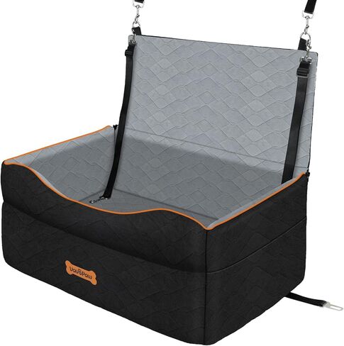 Dog Car Seat for Large Medium Dog, Dog Booster Seat Under 60Lbs or 2 Small Dogs Washable, Pet Car Seat with 2 Safety Leashes, Dog Sofa Bed Cushion Add Thick Sponge, Dog Car Carrier for Travel in Saudi Arabia