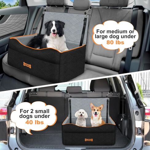 Dog Car Seat for Large Medium Dog, Dog Booster Seat Under 60Lbs or 2 Small Dogs Washable, Pet Car Seat with 2 Safety Leashes, Dog Sofa Bed Cushion Add Thick Sponge, Dog Car Carrier for Travel in Saudi Arabia