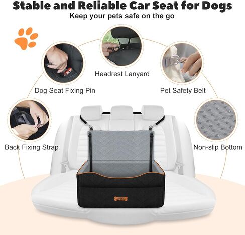 Dog Car Seat for Large Medium Dog, Dog Booster Seat Under 60Lbs or 2 Small Dogs Washable, Pet Car Seat with 2 Safety Leashes, Dog Sofa Bed Cushion Add Thick Sponge, Dog Car Carrier for Travel in Saudi Arabia