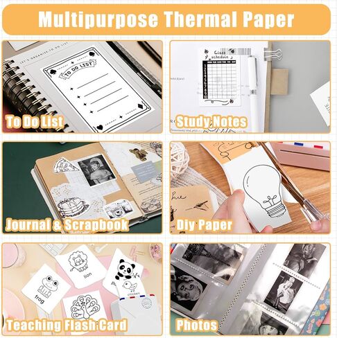 ورق حراري أبيض غير لاصق من Memoking، ورق M02 للطابعة الصغيرة M02 M02 Pro M02S M03 M03AS M04S، 53 مم × 6.5 م/لفة، أسود على أبيض، 3 لفات، متوافق مع ورق طابعة Phomemo in Kuwait