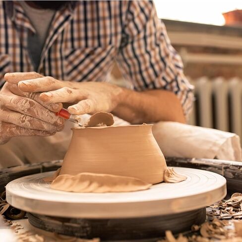Pottery Trimming Tool, Clay Sculpting Tools Tungsten Steel Cutter Head African Coralwood Ribbon Cutter Pottery Trimming Tool Mud Tool Clay Pottery Modelling Carving Tool (L-Shape) in Saudi Arabia