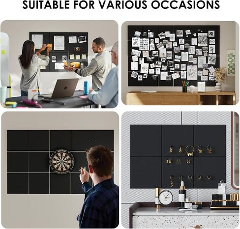 Large Cork Board for Wall 36"x 24", Black Bulletin Board Felt Wall Tiles, 6 Packs Cork Boards with Safe Adhesive Tabs with Pushpins,Cork Board for Office Pin Board Tack Board Cork Boards in Saudi Arabia