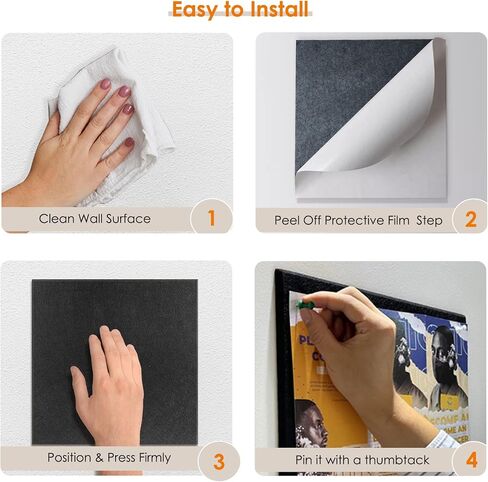 Large Cork Board for Wall 36"x 24", Black Bulletin Board Felt Wall Tiles, 6 Packs Cork Boards with Safe Adhesive Tabs with Pushpins,Cork Board for Office Pin Board Tack Board Cork Boards in Saudi Arabia