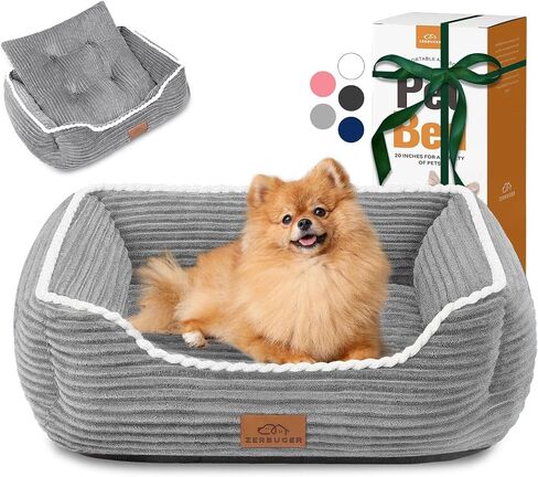 Rectangle Cat Dog Bed for Large Medium Small Pets Indoor Outdoor Machine Washable Sleeping Sofa Non-Slip Bottom Soft Puppy Bed Durable Orthopedic Calming Pet Cuddler (Medium, Coffee) in Kuwait