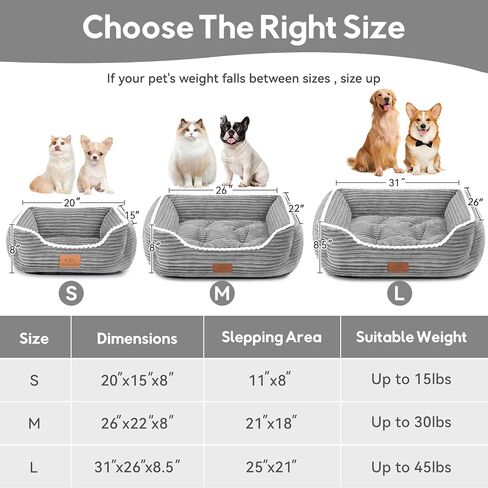 Rectangle Cat Dog Bed for Large Medium Small Pets Indoor Outdoor Machine Washable Sleeping Sofa Non-Slip Bottom Soft Puppy Bed Durable Orthopedic Calming Pet Cuddler (Medium, Coffee) in Kuwait