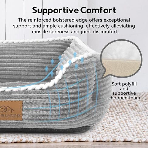 Rectangle Cat Dog Bed for Large Medium Small Pets Indoor Outdoor Machine Washable Sleeping Sofa Non-Slip Bottom Soft Puppy Bed Durable Orthopedic Calming Pet Cuddler (Medium, Coffee) in Kuwait