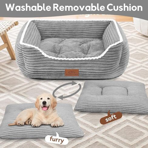 Rectangle Cat Dog Bed for Large Medium Small Pets Indoor Outdoor Machine Washable Sleeping Sofa Non-Slip Bottom Soft Puppy Bed Durable Orthopedic Calming Pet Cuddler (Medium, Coffee) in Kuwait