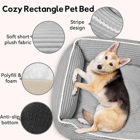Rectangle Cat Dog Bed for Large Medium Small Pets Indoor Outdoor Machine Washable Sleeping Sofa Non-Slip Bottom Soft Puppy Bed Durable Orthopedic Calming Pet Cuddler (Medium, Coffee) in Kuwait
