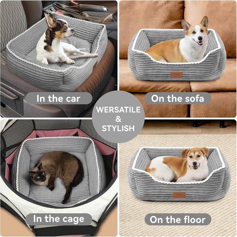 Rectangle Cat Dog Bed for Large Medium Small Pets Indoor Outdoor Machine Washable Sleeping Sofa Non-Slip Bottom Soft Puppy Bed Durable Orthopedic Calming Pet Cuddler (Medium, Coffee) in Kuwait
